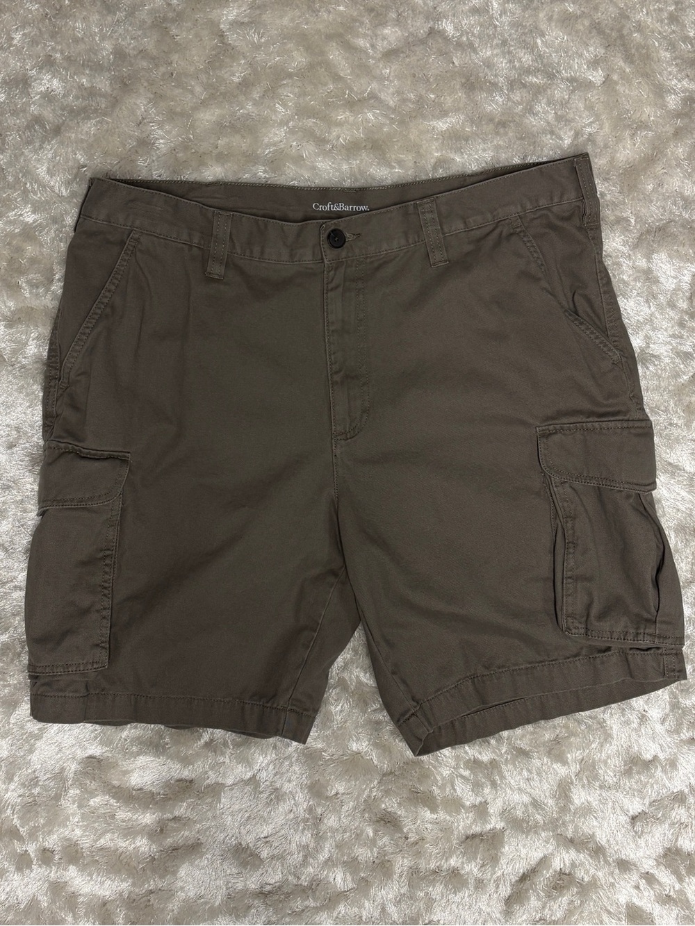 Men’s Croft & Barrow Taupe Cargo Pocket Men's Shorts -100% Cotton-Like New